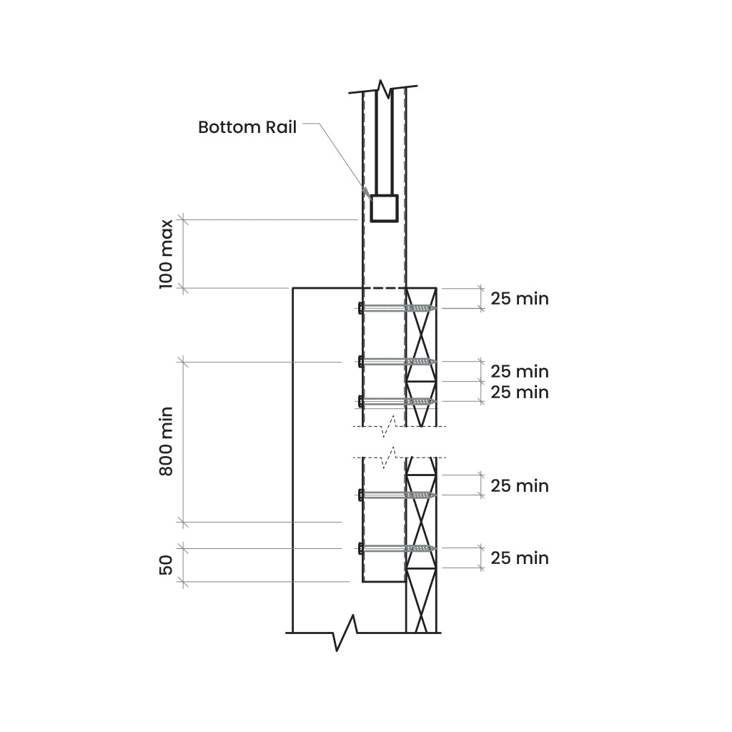 Side Fixed Balustrade Post