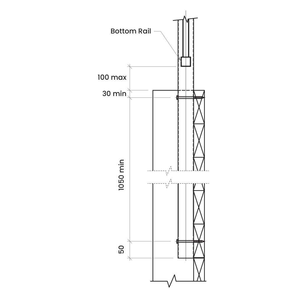 Side Fixed Balustrade Post