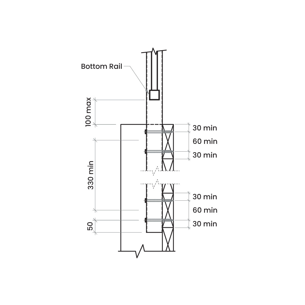 Side Fixed Balustrade Post