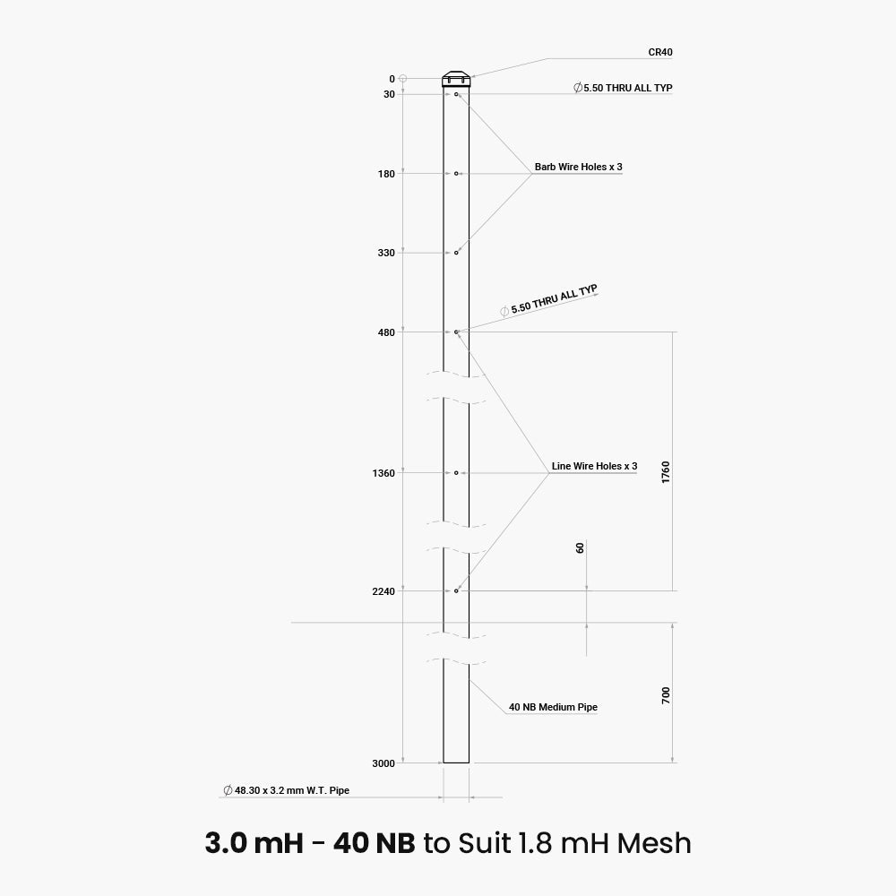 Fence Post 40nb, 50nb for Chain Link