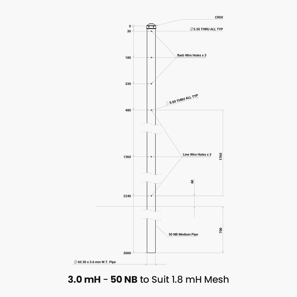 Fence Post 40nb, 50nb for Chain Link