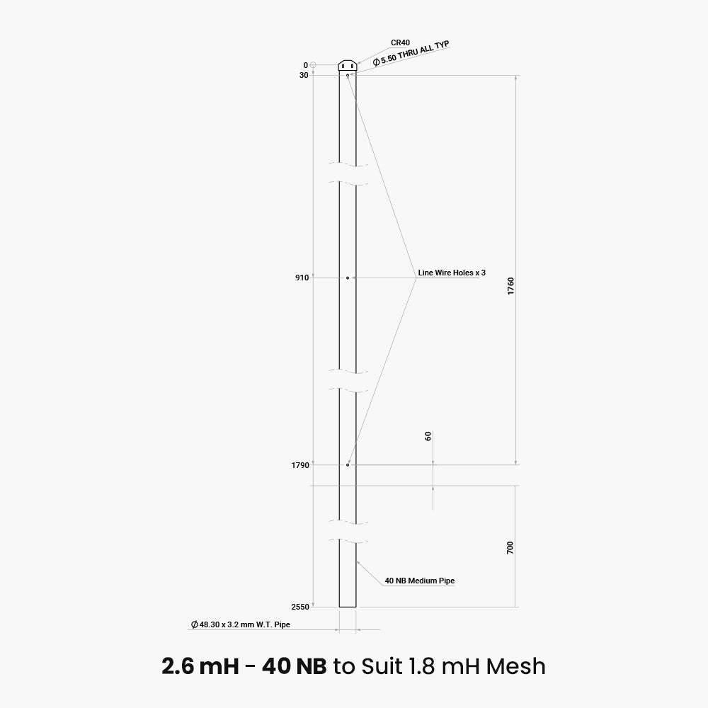 Fence Post 40nb, 50nb for Chain Link
