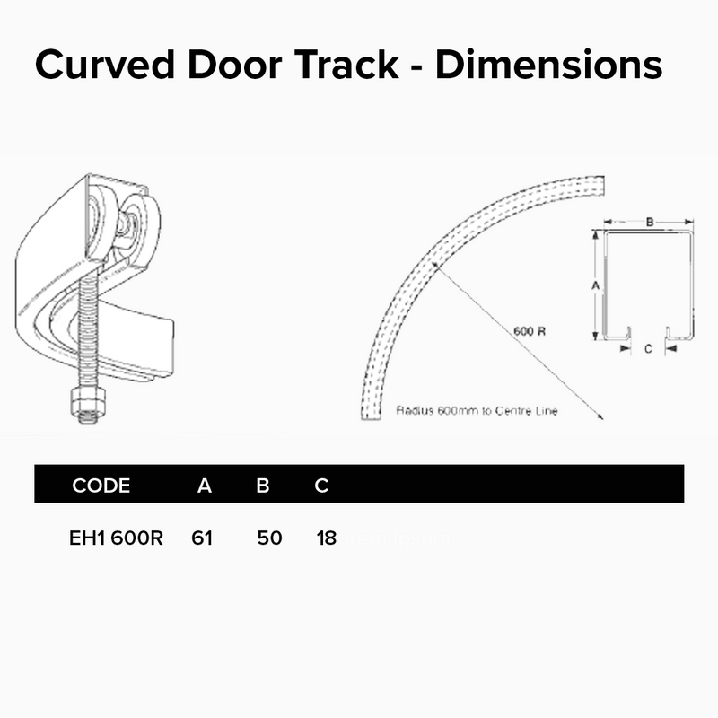 Eltrak Hercules Sliding Door Curved Track Section | Edgesmith