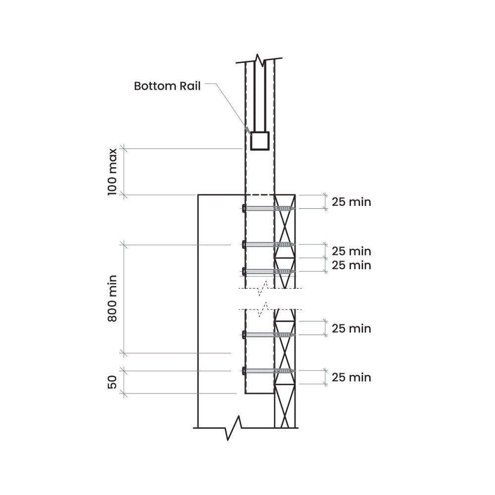Side Fixed Balustrade Post | Edgesmith