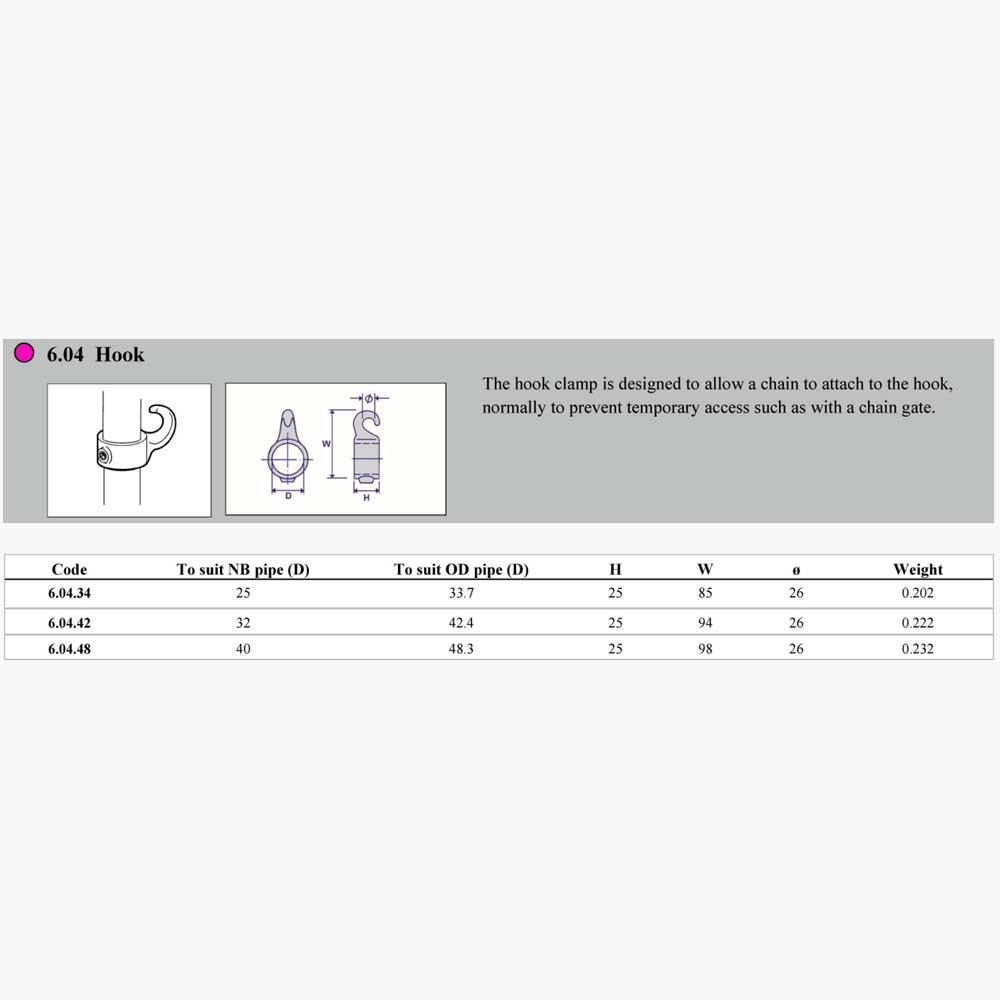 Pipe Clamp 6.04 - Hook Dimensions | Edgesmith